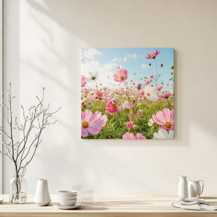 Canvas print Pink Cosmos in Summer Light