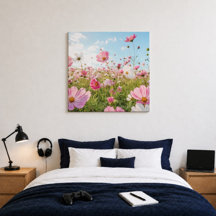 Canvas print Pink Cosmos in Summer Light