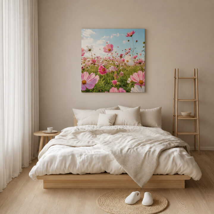 Canvas print Pink Cosmos in Summer Light