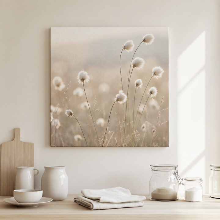 Canvas print White Cotton Grass in a Meadow