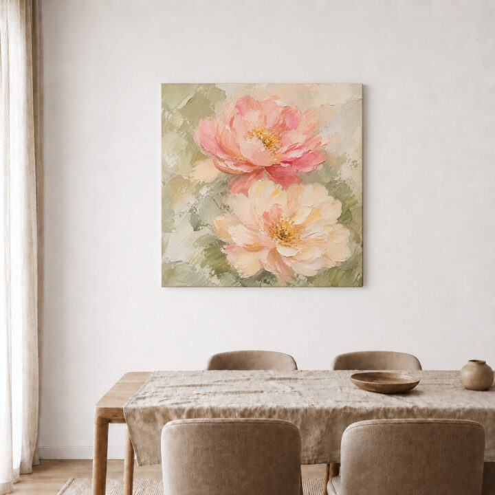 Canvas print Pastel Blossoms on Sage