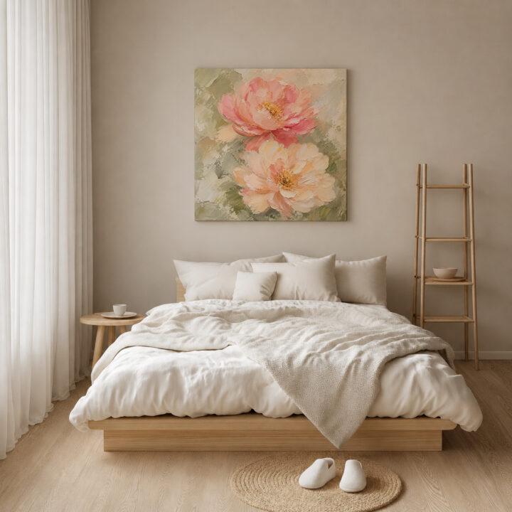 Canvas print Pastel Blossoms on Sage