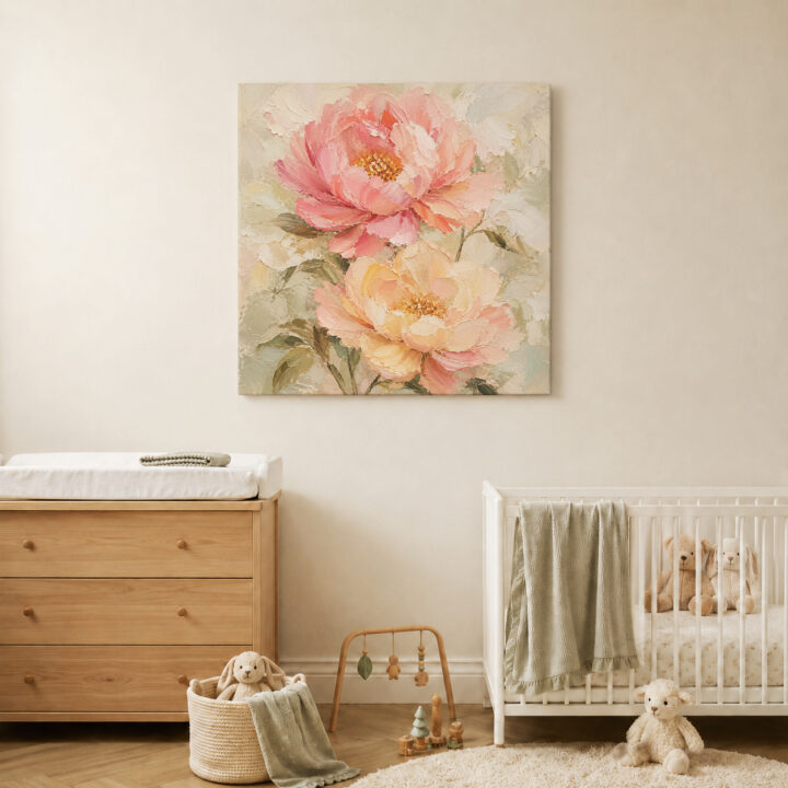 Leinwandbild Gartenblüten in Pastell