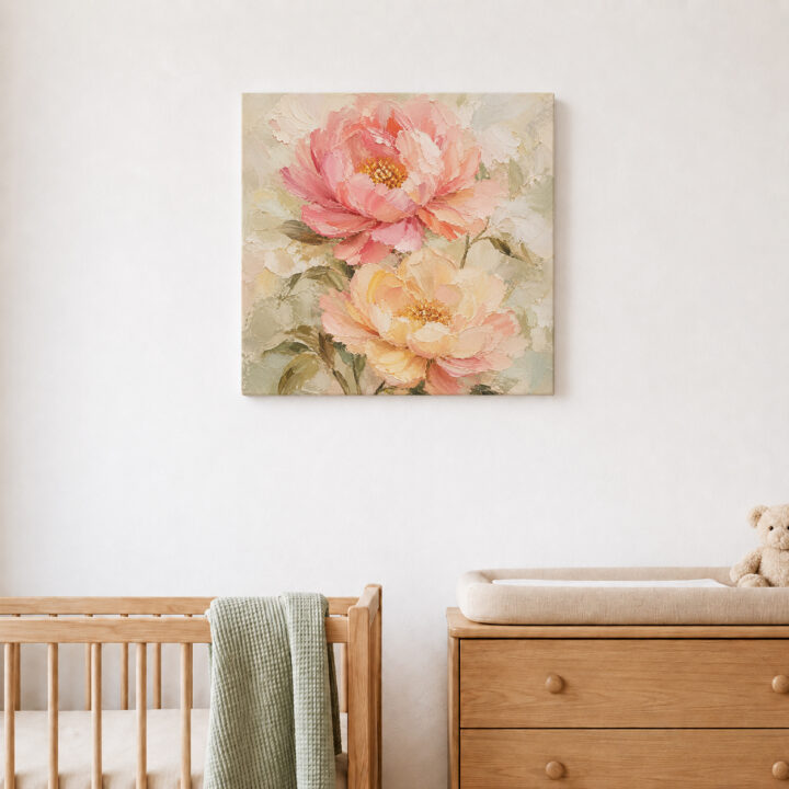 Leinwandbild Gartenblüten in Pastell
