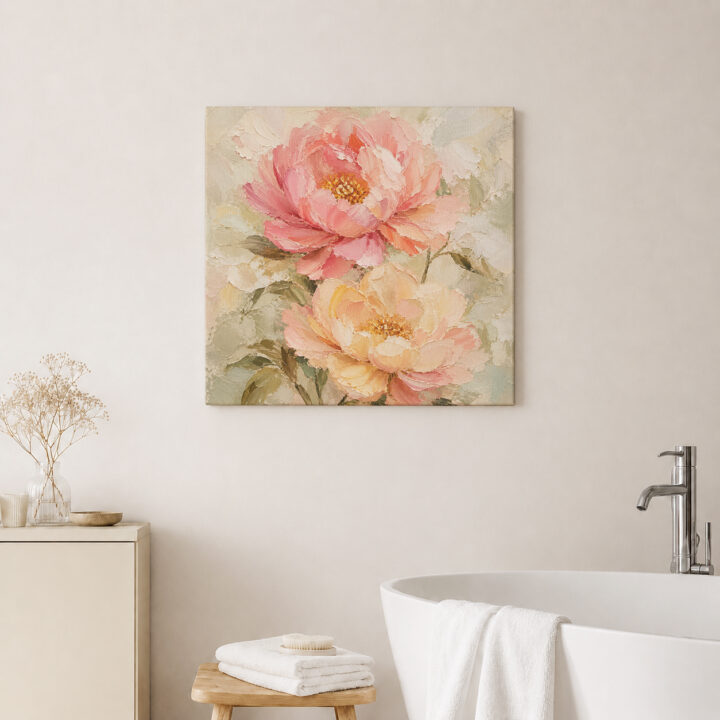 Leinwandbild Gartenblüten in Pastell