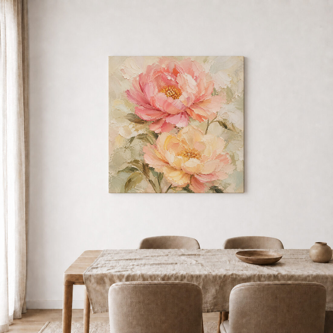 Leinwandbild Gartenblüten in Pastell