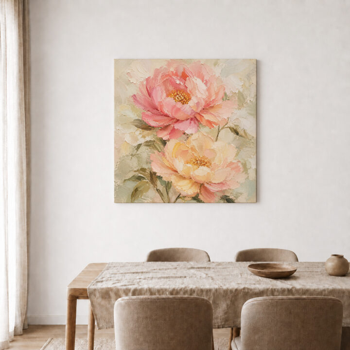 Leinwandbild Gartenblüten in Pastell