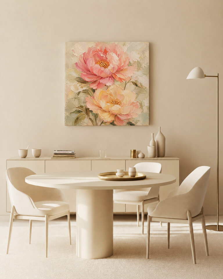 Leinwandbild Gartenblüten in Pastell