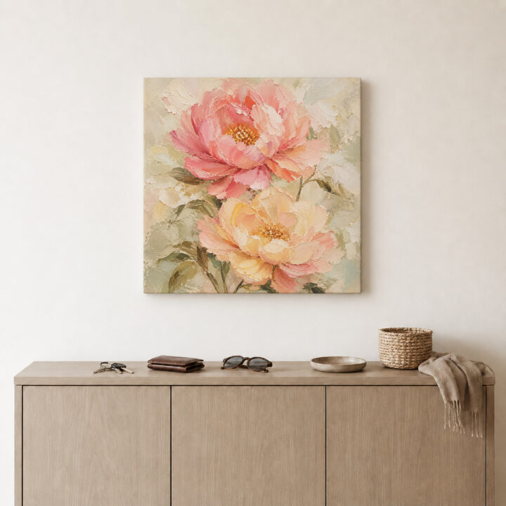 Leinwandbild Gartenblüten in Pastell
