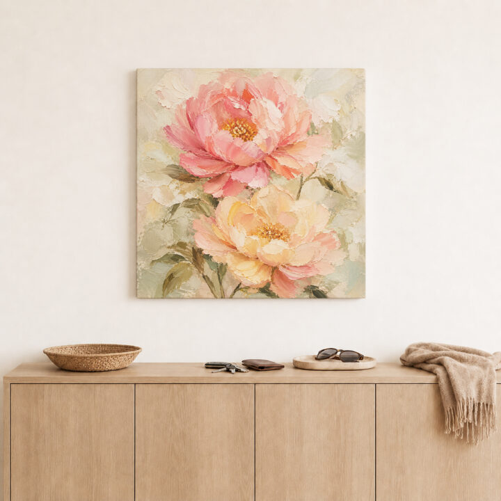 Leinwandbild Gartenblüten in Pastell