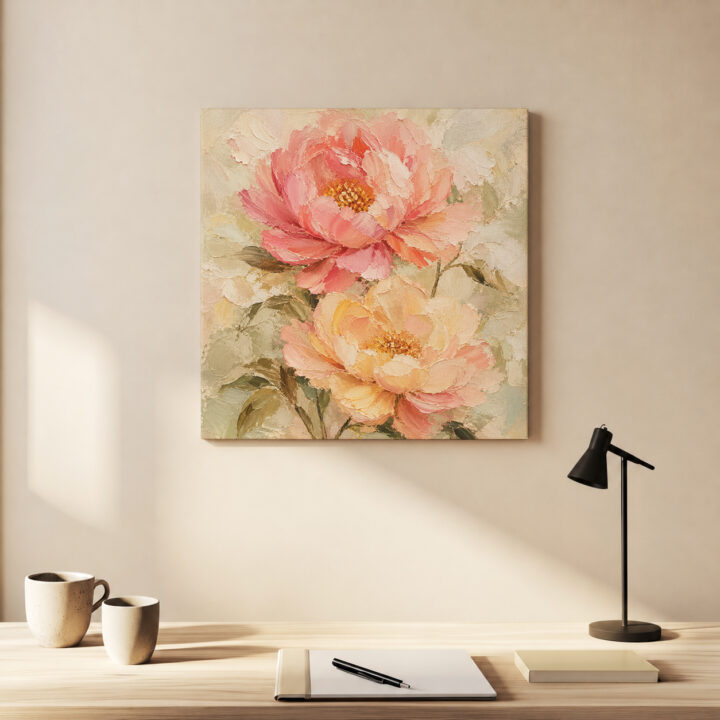 Leinwandbild Gartenblüten in Pastell