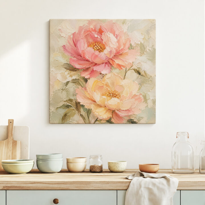 Leinwandbild Gartenblüten in Pastell