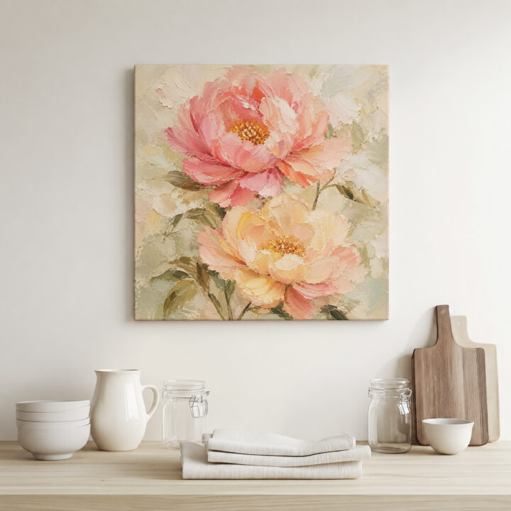 Leinwandbild Gartenblüten in Pastell