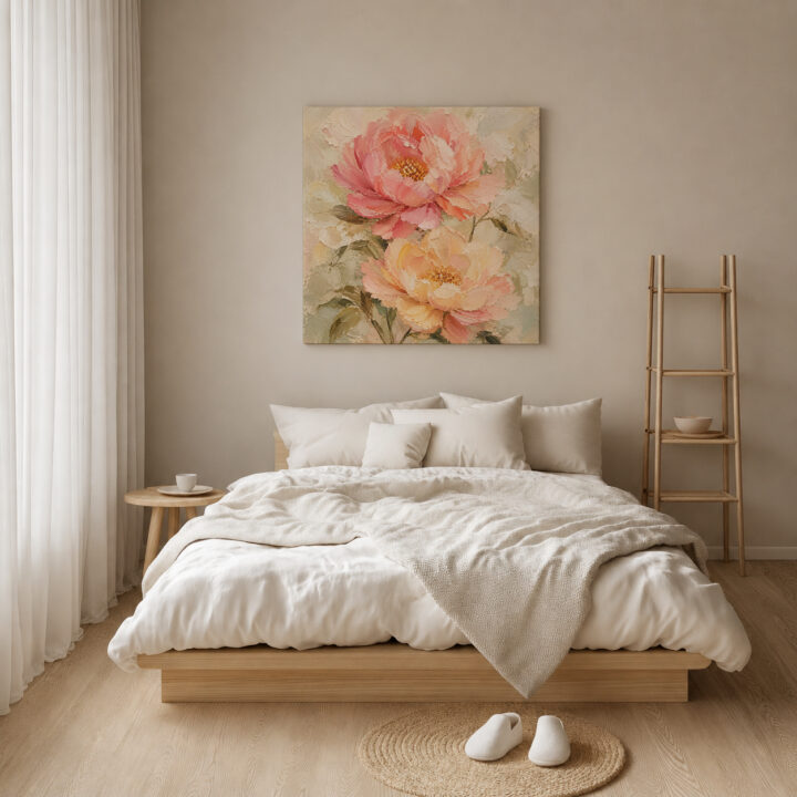 Leinwandbild Gartenblüten in Pastell