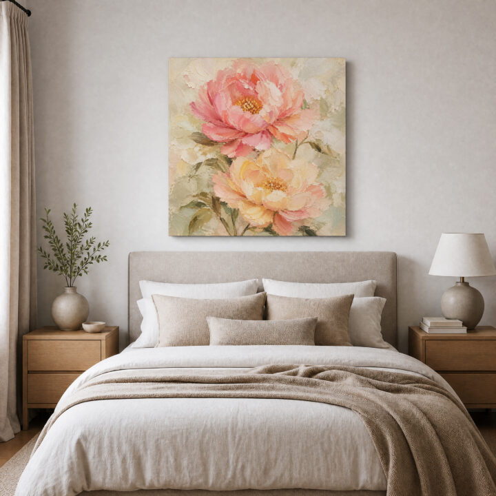 Leinwandbild Gartenblüten in Pastell