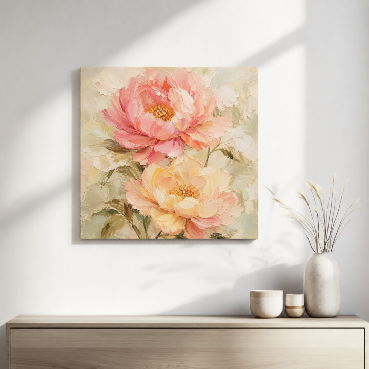 Leinwandbild Gartenblüten in Pastell
