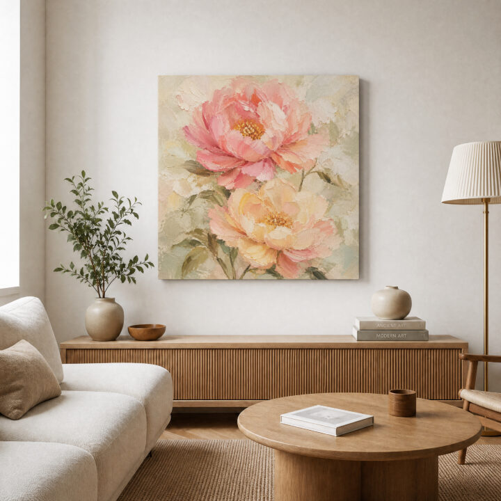 Leinwandbild Gartenblüten in Pastell
