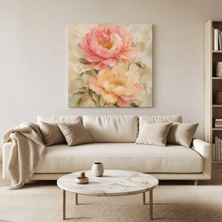 Leinwandbild Gartenblüten in Pastell
