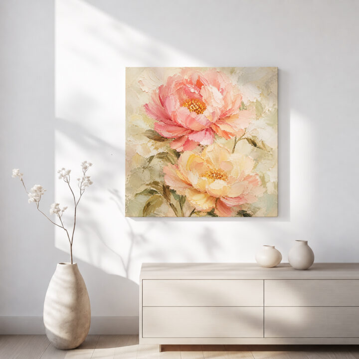 Leinwandbild Gartenblüten in Pastell