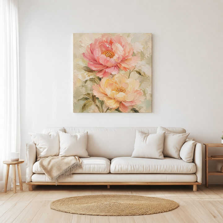 Leinwandbild Gartenblüten in Pastell