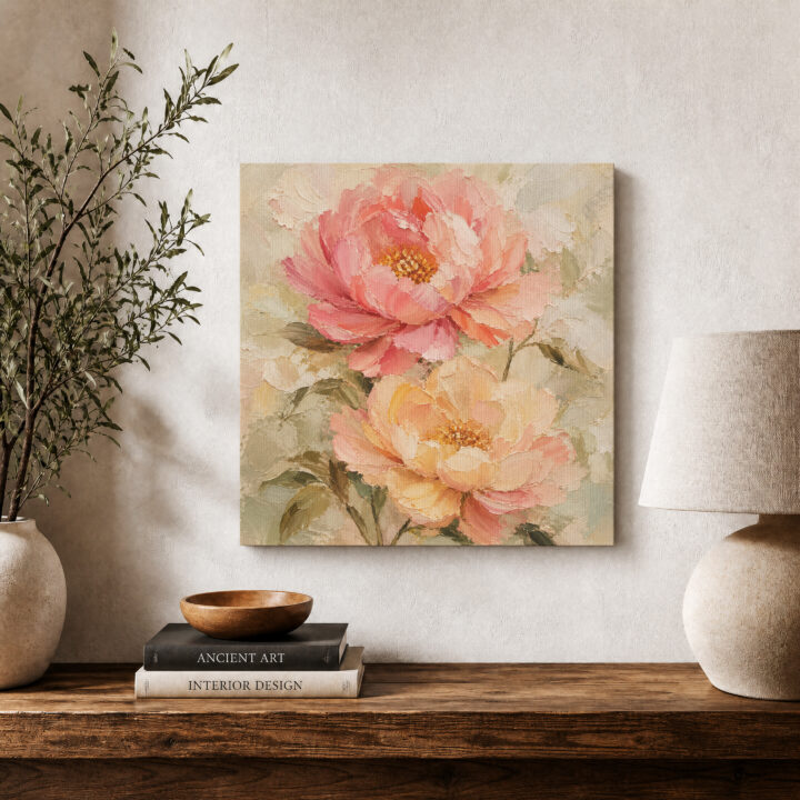 Leinwandbild Gartenblüten in Pastell