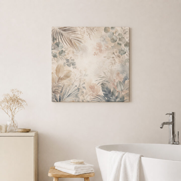 Leinwandbild Botanische Blätter auf Beige