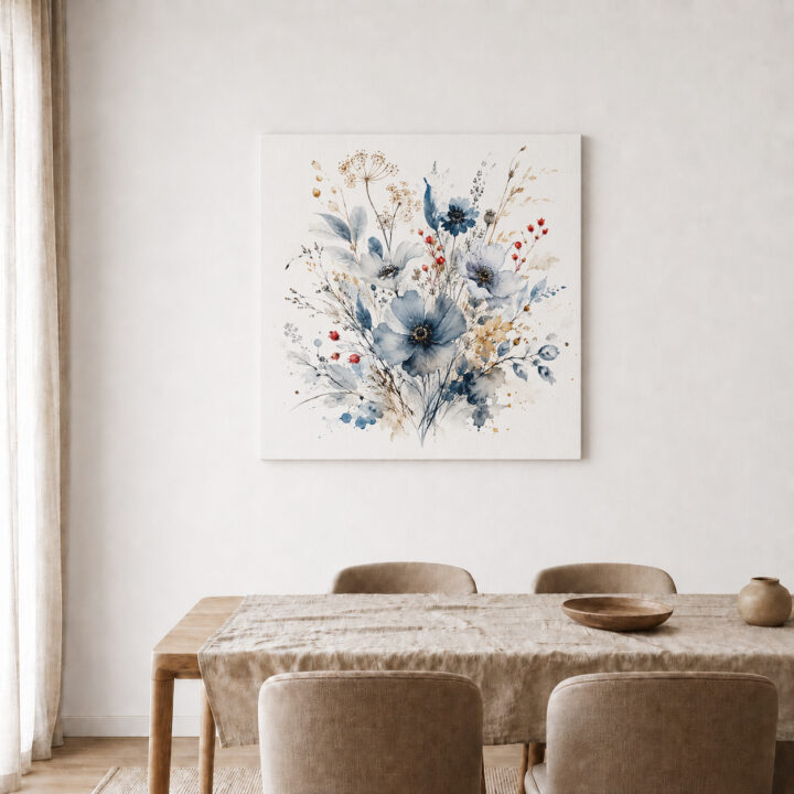 Leinwandbild Wildblumen in Indigo