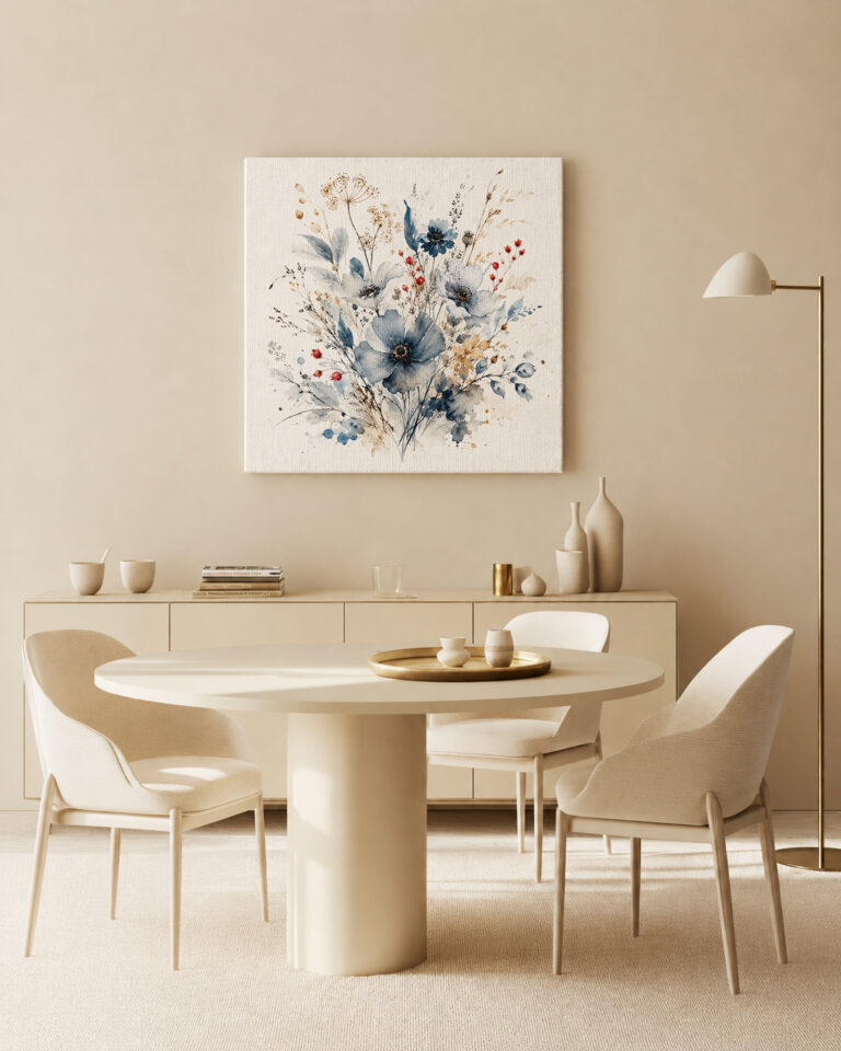Leinwandbild Wildblumen in Indigo