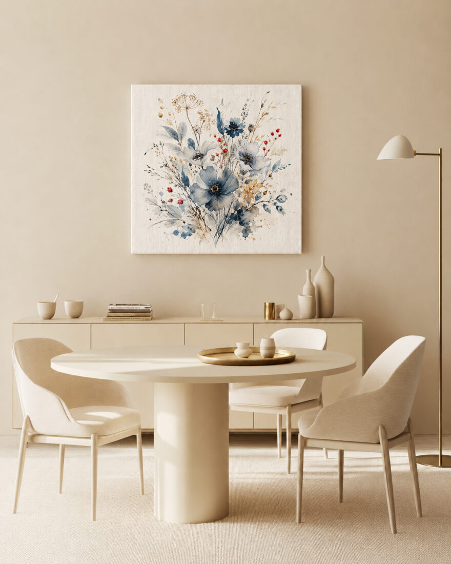 Leinwandbild Wildblumen in Indigo