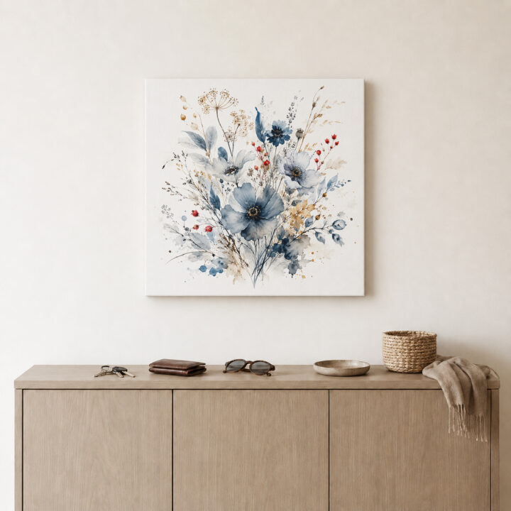 Leinwandbild Wildblumen in Indigo