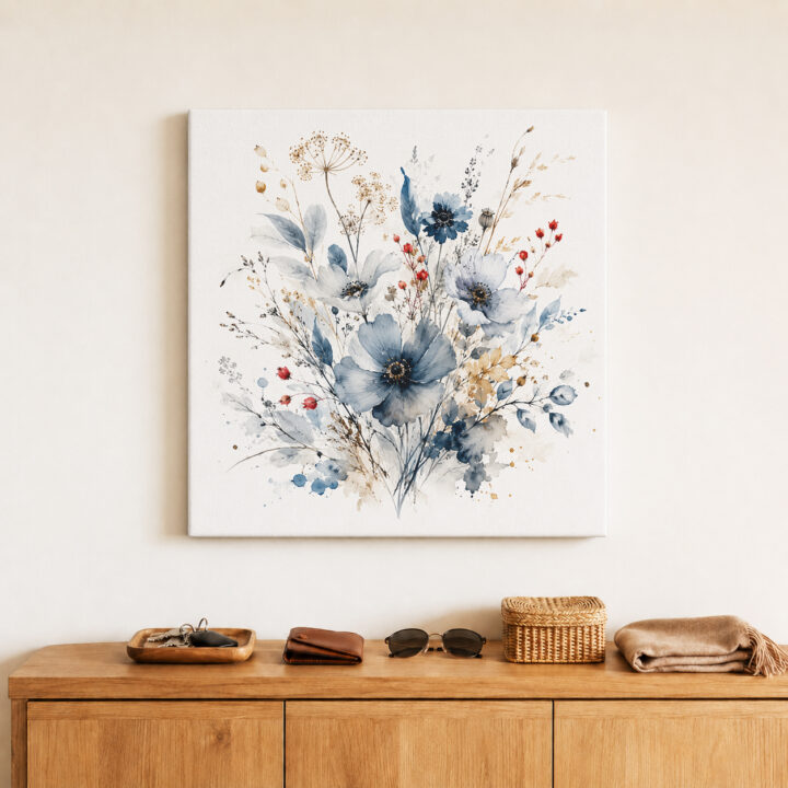 Leinwandbild Wildblumen in Indigo
