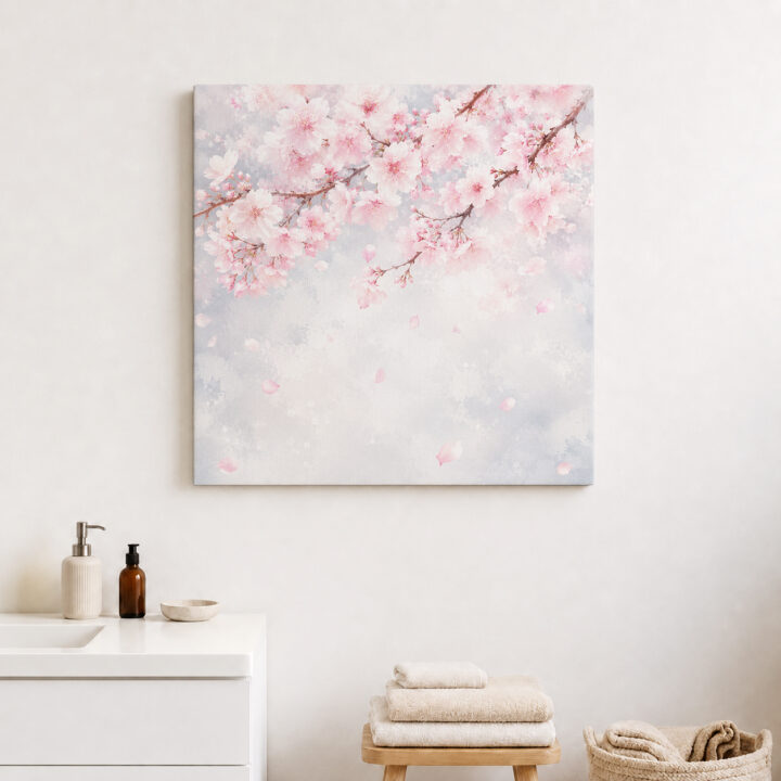 Leinwandbild Rosa Kirschblüten im Nebel