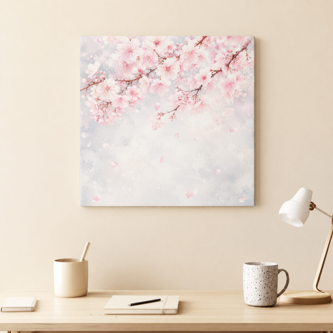 Leinwandbild Rosa Kirschblüten im Nebel
