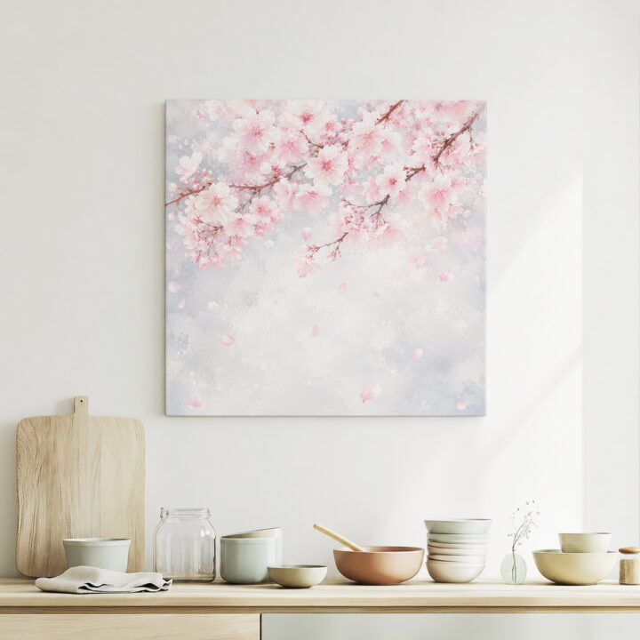 Canvas print Pink Cherry Blossoms in Mist