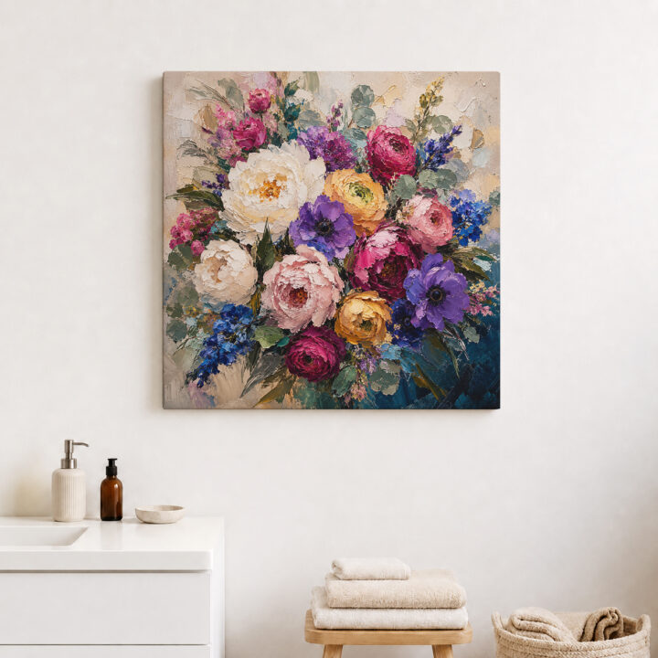 Leinwandbild Expressiver bunter Blumenstrauß