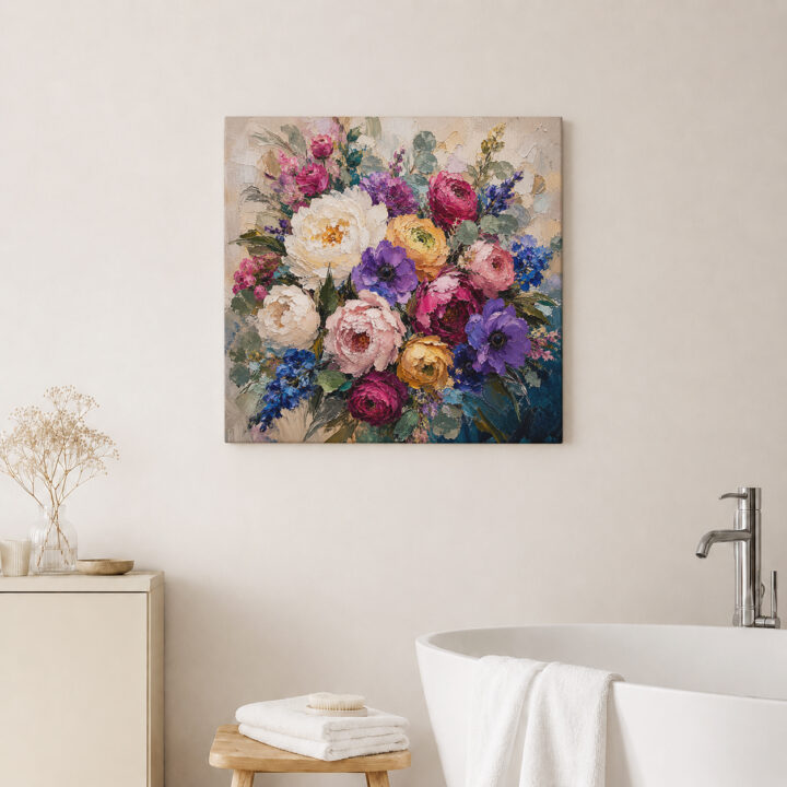 Leinwandbild Expressiver bunter Blumenstrauß