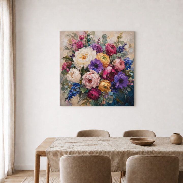 Leinwandbild Expressiver bunter Blumenstrauß