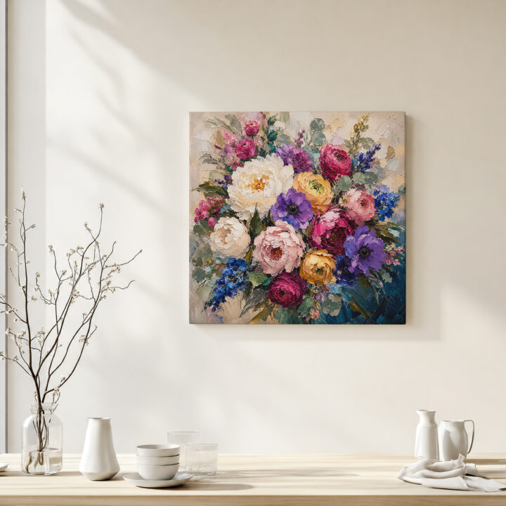 Leinwandbild Expressiver bunter Blumenstrauß