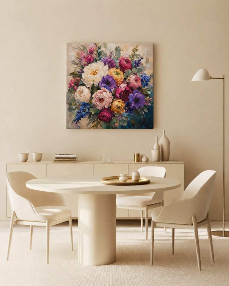 Leinwandbild Expressiver bunter Blumenstrauß