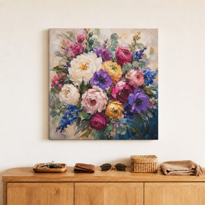 Leinwandbild Expressiver bunter Blumenstrauß