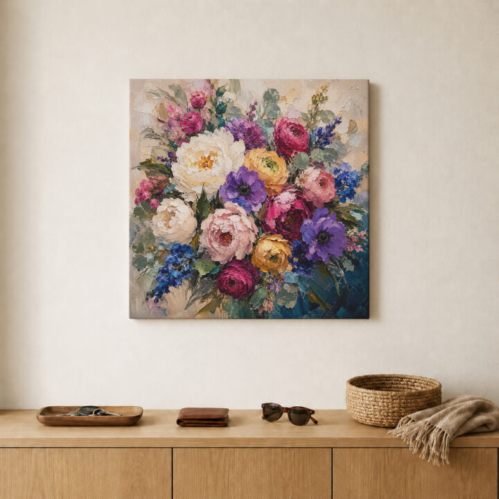 Leinwandbild Expressiver bunter Blumenstrauß