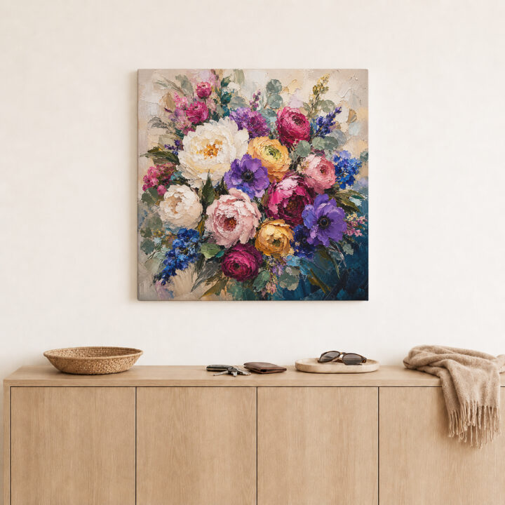 Leinwandbild Expressiver bunter Blumenstrauß