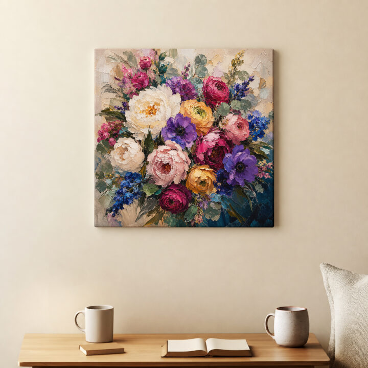 Leinwandbild Expressiver bunter Blumenstrauß