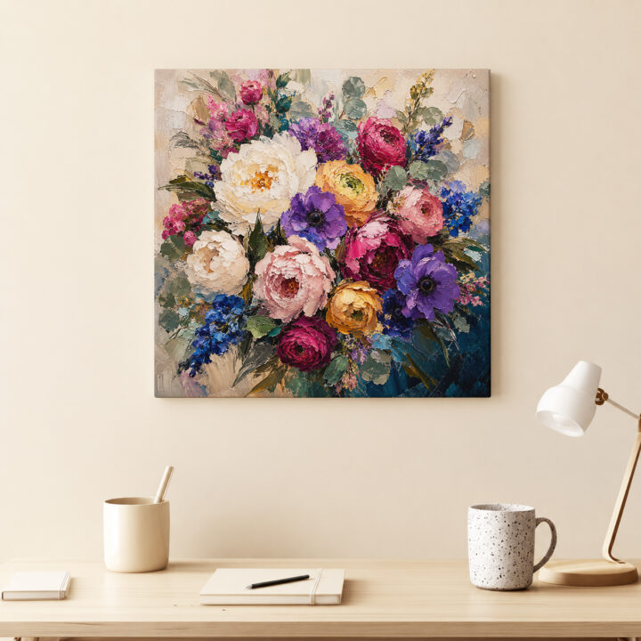 Leinwandbild Expressiver bunter Blumenstrauß