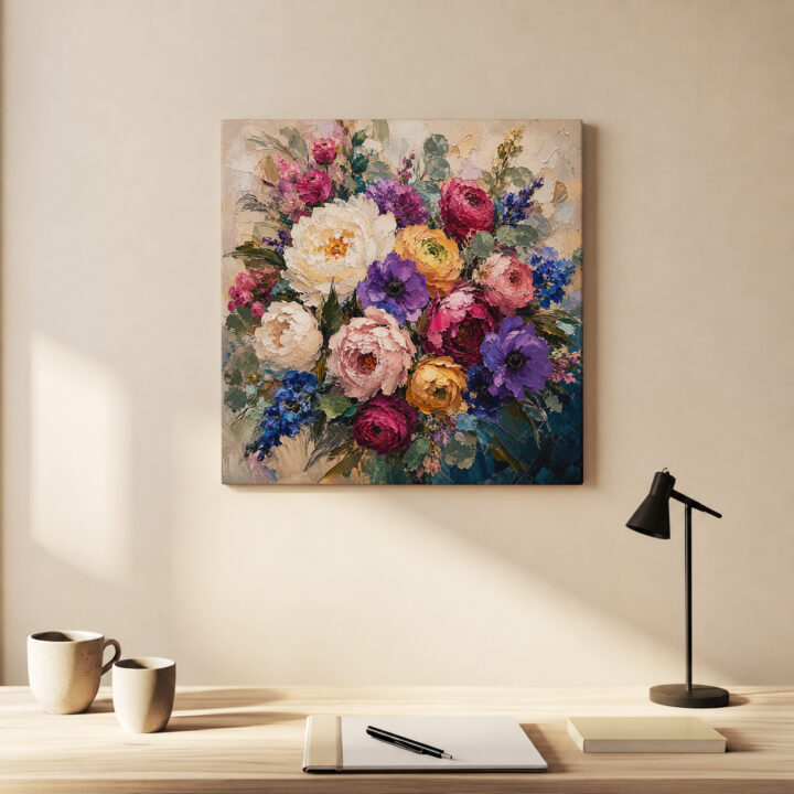 Leinwandbild Expressiver bunter Blumenstrauß