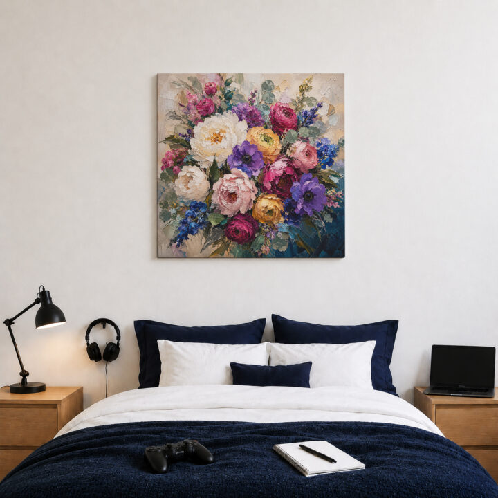 Leinwandbild Expressiver bunter Blumenstrauß