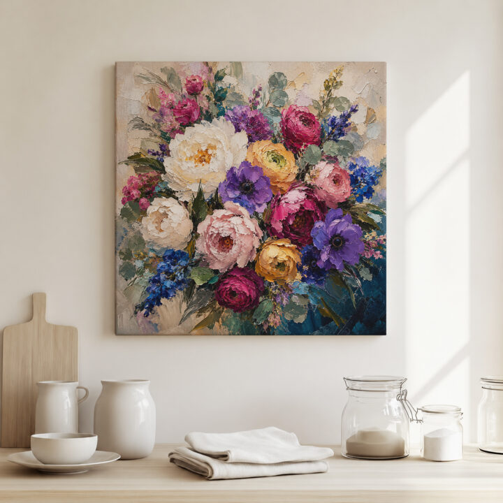 Leinwandbild Expressiver bunter Blumenstrauß