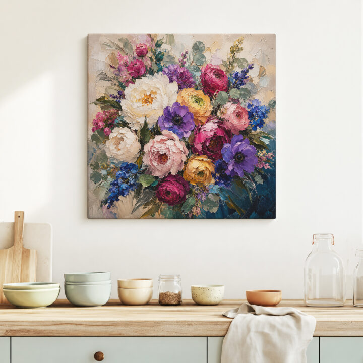 Leinwandbild Expressiver bunter Blumenstrauß