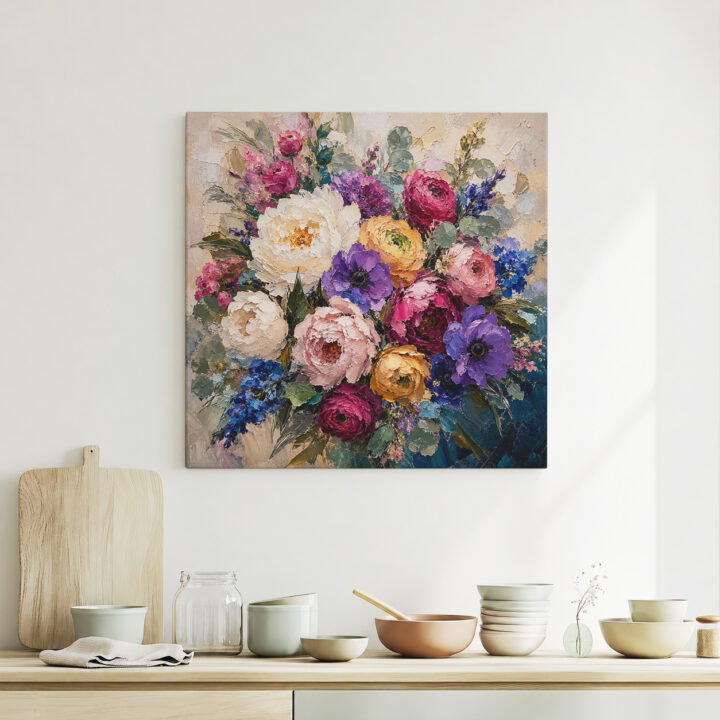 Leinwandbild Expressiver bunter Blumenstrauß