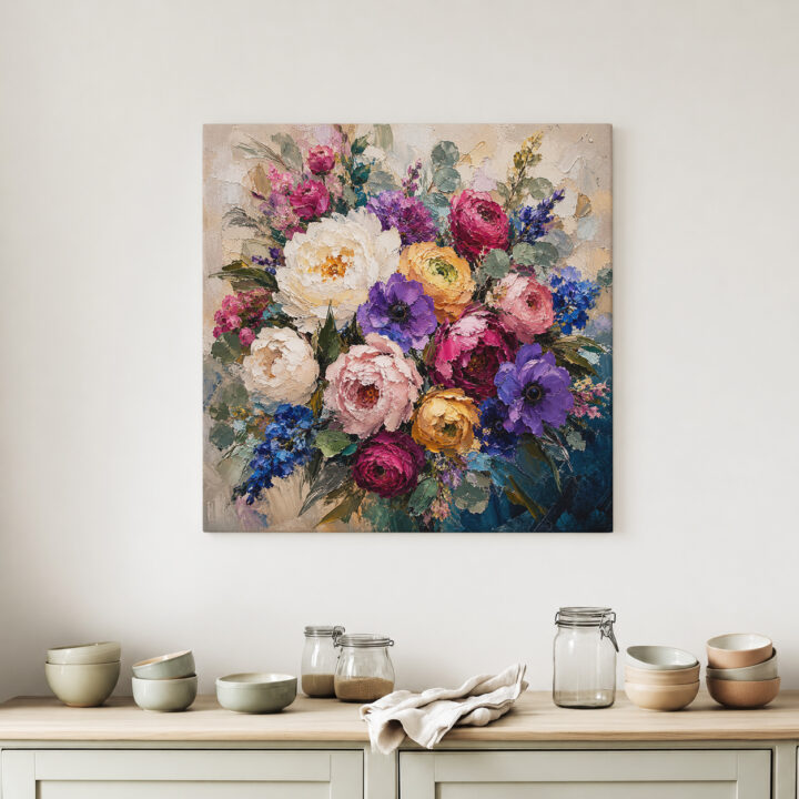 Leinwandbild Expressiver bunter Blumenstrauß